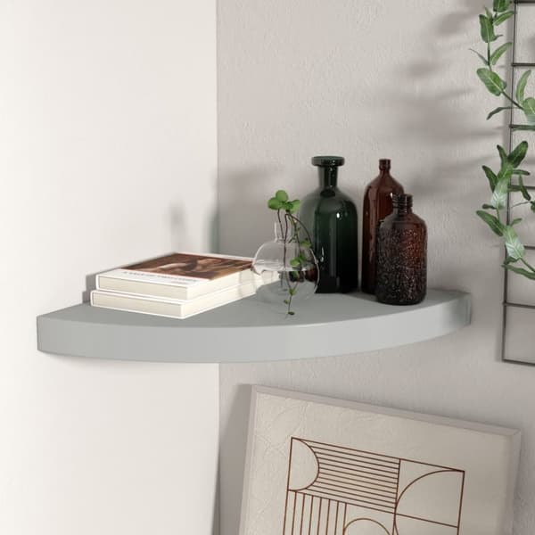 vidaXL Kelluva kulmahylly harmaa 35x35x3,8 cm MDF -  Seinähyllyt