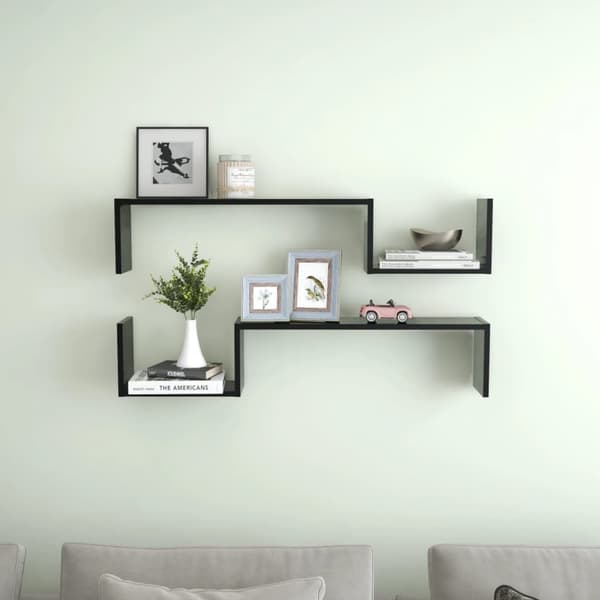 vidaXL Seinähyllyt 2 kpl musta 100x15x20 cm tekninen puu - Seinähyllyt