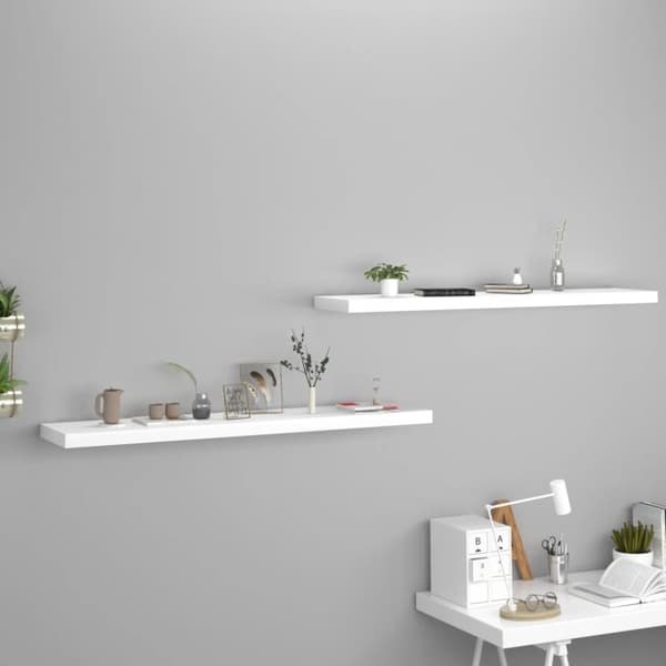 vidaXL Kelluvat seinähyllyt 2 kpl valkoinen 120x23,5x3,8 cm MDF - Seinähyllyt