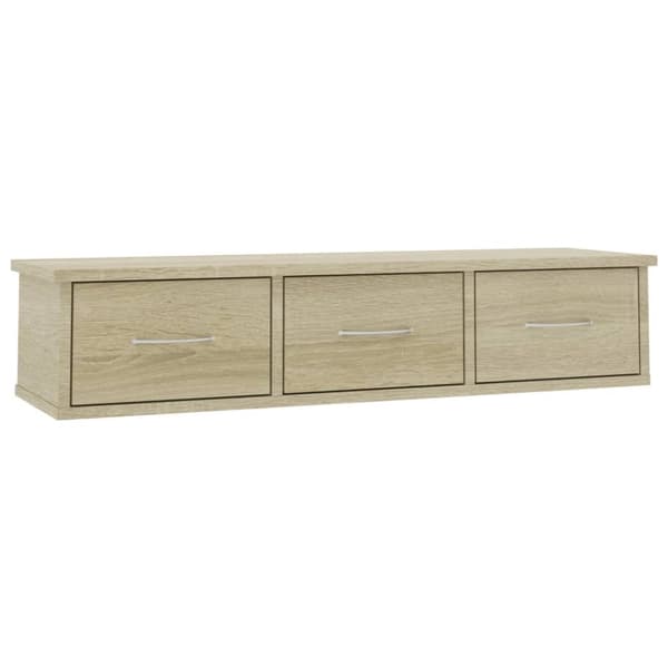 vidaXL vægskab med skuffer 88 x 26 x 18,5 cm spånplade sonoma-eg - Væghylder & smalle hylder