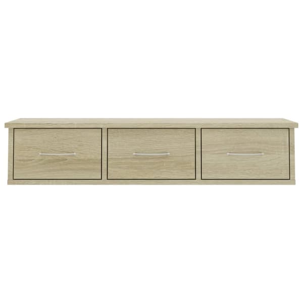 vidaXL vægskab med skuffer 88 x 26 x 18,5 cm spånplade sonoma-eg -  Væghylder & smalle hylder