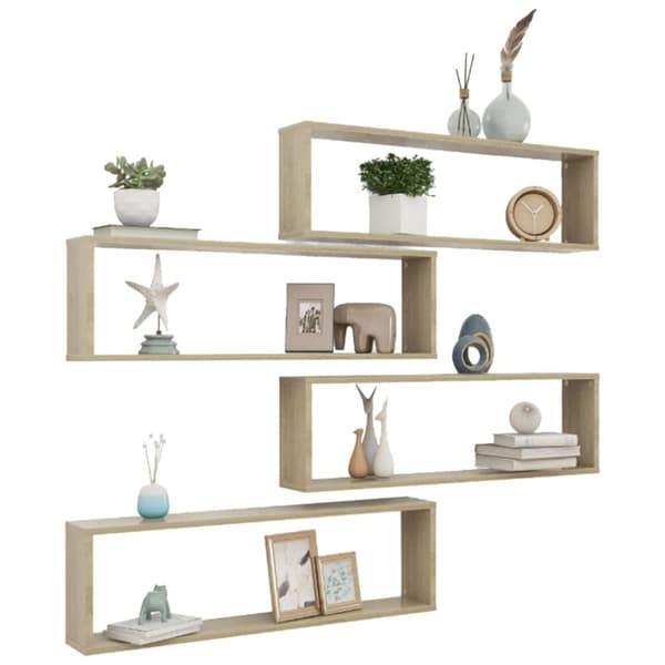 vidaXL Vägghylla kubformad 4 st sonoma-ek 100x15x30 cm konstruerat trä -  Vägghyllor & fönsterbrädor