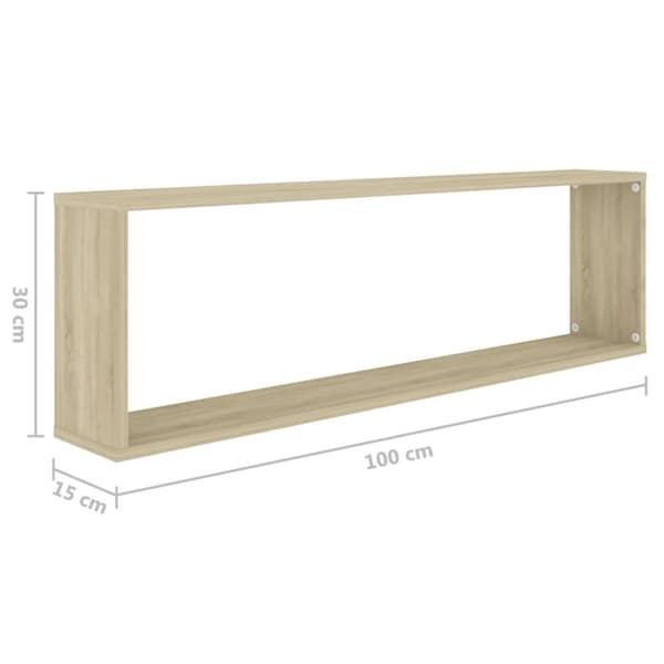 vidaXL Vägghylla kubformad 4 st sonoma-ek 100x15x30 cm konstruerat trä -  Vägghyllor & fönsterbrädor