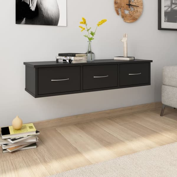 vidaXL Väggmonterade lådor svart 88x26x18,5 cm spånskiva -  Vägghyllor & fönsterbrädor