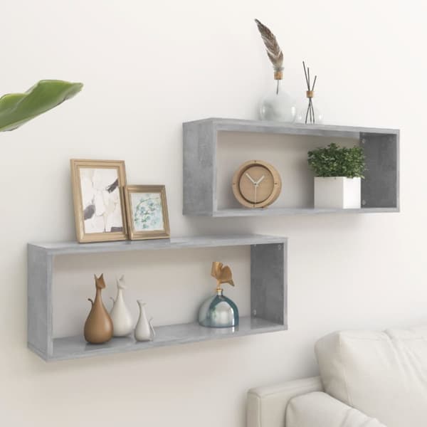 vidaXL Kuutioseinähyllyt 2 kpl betoninharmaa 60x15x23 cm tekninen puu -  Seinähyllyt
