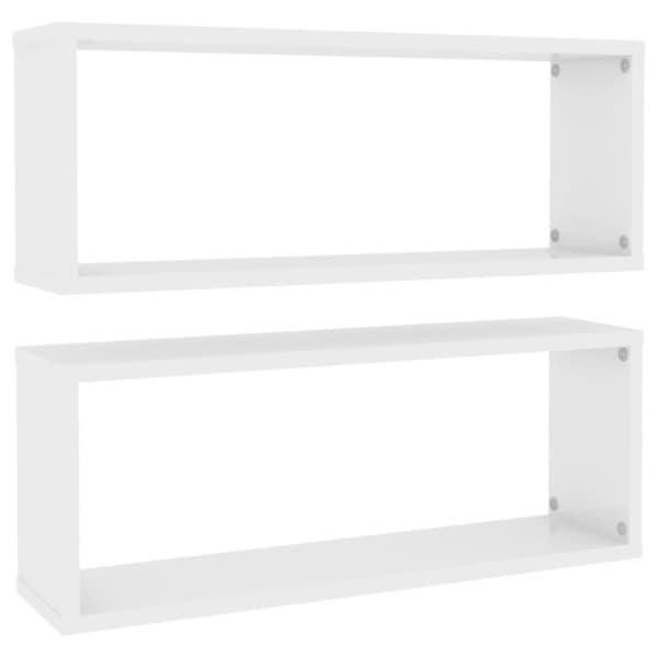 vidaXL Vägghylla kubformad 2 st vit högglans 60x15x23 cm spånskiva - Vägghyllor & fönsterbrädor