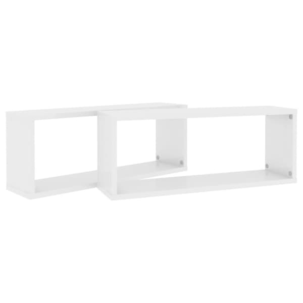 vidaXL Vägghylla kubformad 2 st vit högglans 60x15x23 cm spånskiva - Vägghyllor & fönsterbrädor