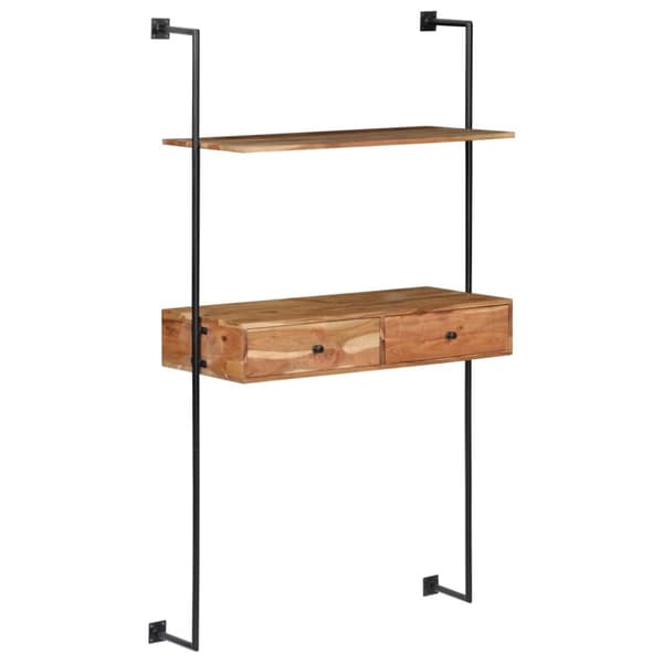 vidaXL Väggmonterat skrivbord 90x40x170 cm massivt akaciaträ - Vägghyllor & fönsterbrädor