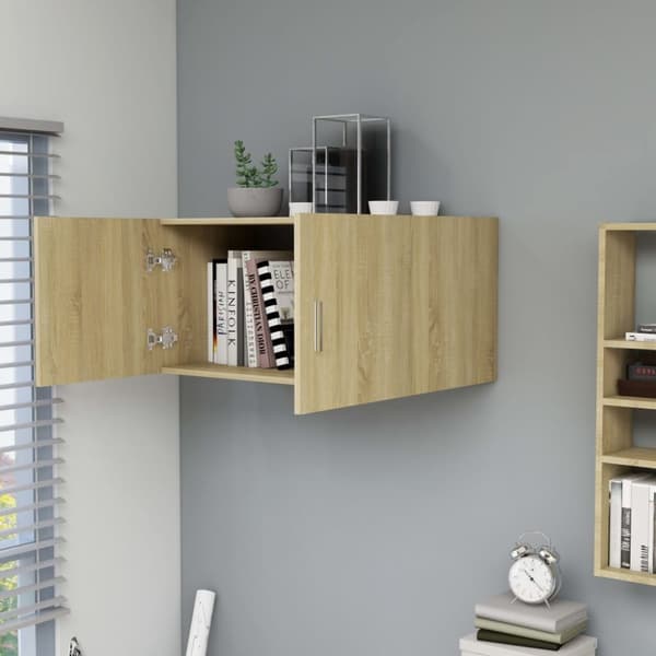 vidaXL væghængt skab 80x39x40 cm spånplade sonoma-eg - Væghylder & smalle hylder