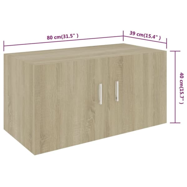 vidaXL væghængt skab 80x39x40 cm spånplade sonoma-eg - Væghylder & smalle hylder