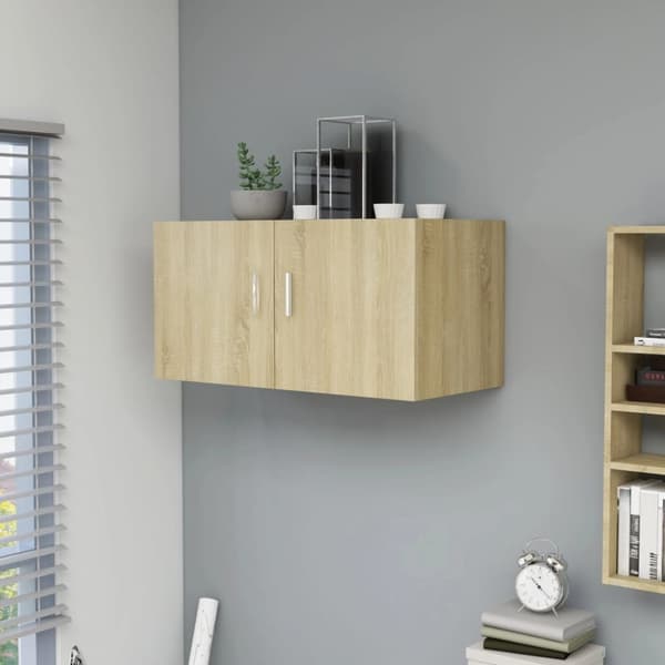 vidaXL væghængt skab 80x39x40 cm spånplade sonoma-eg - Væghylder & smalle hylder