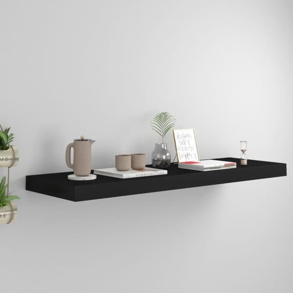 vidaXL væghylde 80x23,5x3,8 cm MDF sort -  Væghylder & smalle hylder