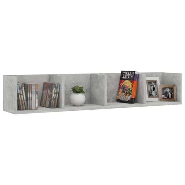 vidaXL CD-hylla betonggrå 100x18x18 cm spånskiva - Vägghyllor & fönsterbrädor