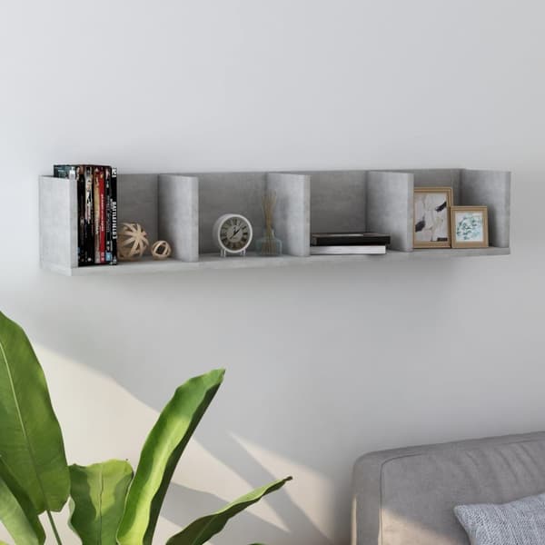 vidaXL CD-hylla betonggrå 100x18x18 cm spånskiva - Vägghyllor & fönsterbrädor