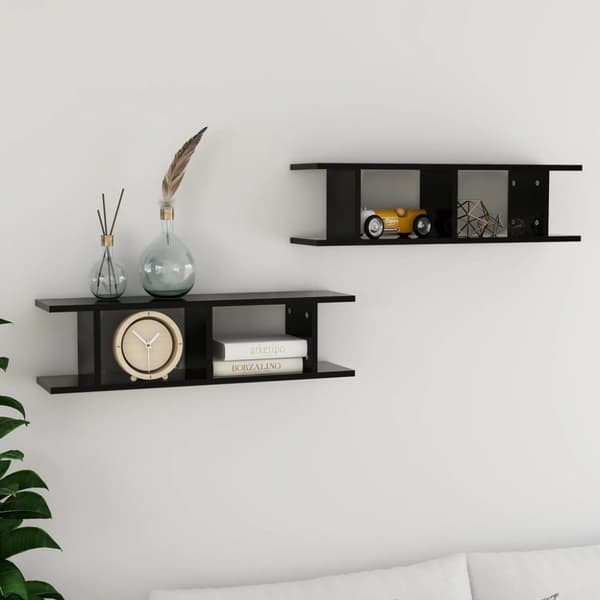 vidaXL Vägghyllor 2 st svart 75x18x20 cm konstruerat trä -  Vägghyllor & fönsterbrädor