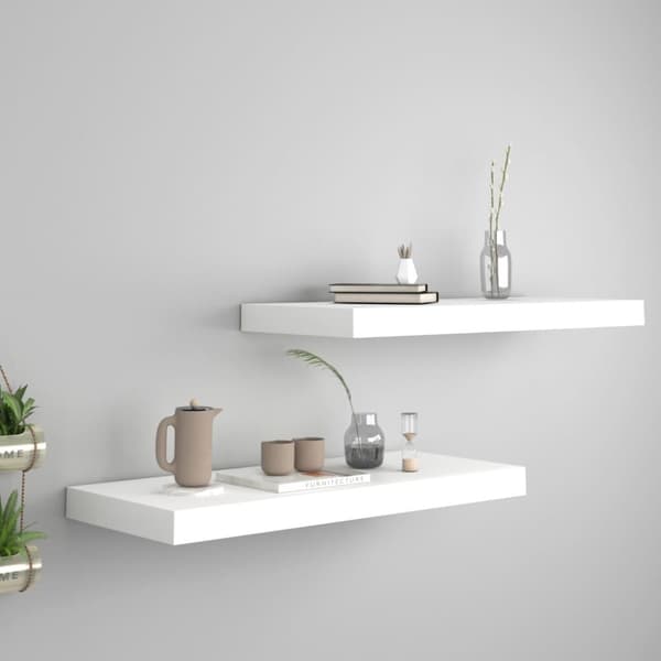 vidaXL væghylder 2 stk. 60x23,5x3,8 cm MDF hvid -  Væghylder & smalle hylder
