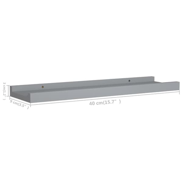 vidaXL Tauluhyllyt 2 kpl harmaa 40x9x3 cm MDF - Seinähyllyt