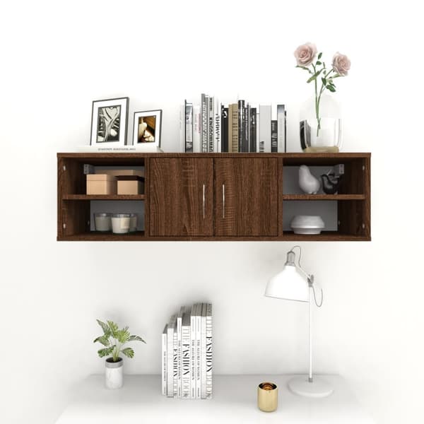 vidaXL væghylde 102x30x29 cm konstrueret træ brun egetræsfarve -  Væghylder & smalle hylder