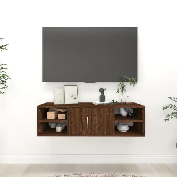 vidaXL væghylde 102x30x29 cm konstrueret træ brun egetræsfarve -  Væghylder & smalle hylder
