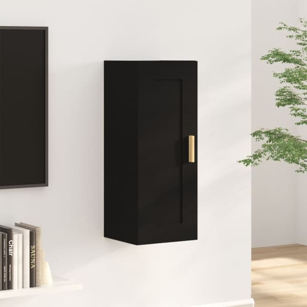 vidaXL Väggskåp svart 35x34x90 cm konstruerat trä - Vägghyllor & fönsterbrädor