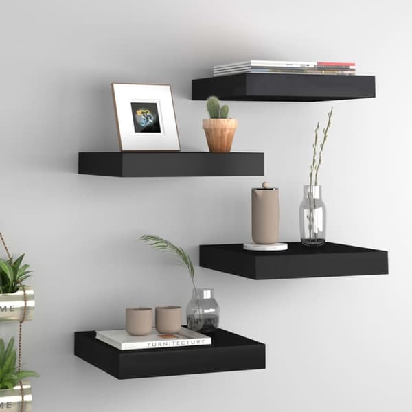 vidaXL væghylder 4 stk. 23x23,5x3,8 cm MDF sort - Væghylder & smalle hylder
