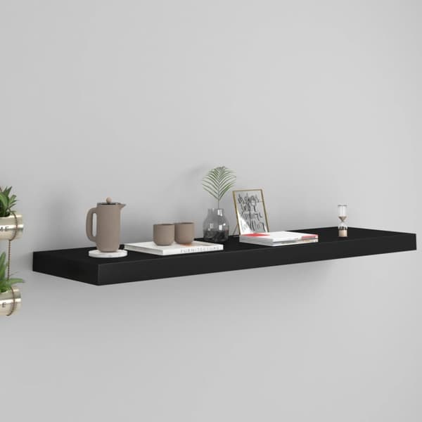 vidaXL Svävande vägghylla svart 90x23,5x3,8 cm MDF -  Vägghyllor & fönsterbrädor