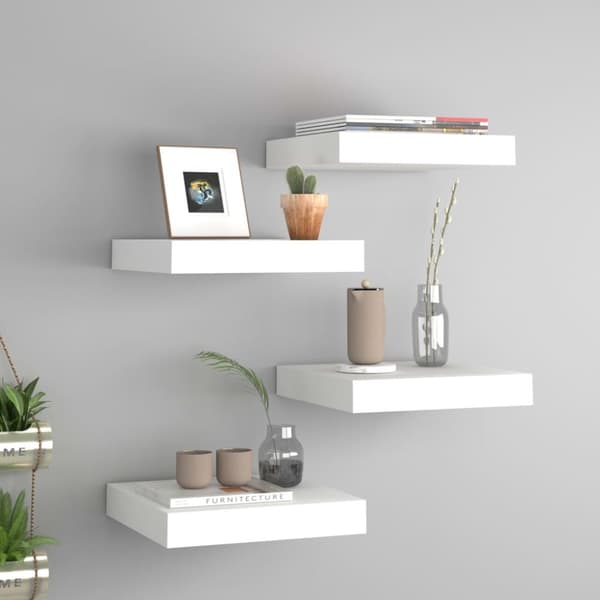 vidaXL væghylder 4 stk. 23x23,5x3,8 cm MDF hvid - Væghylder & smalle hylder