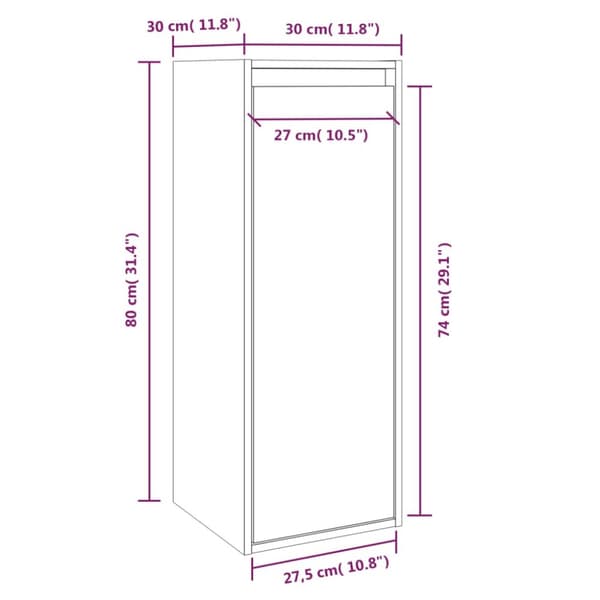 vidaXL vægskab 30x30x80 cm massivt fyrretræ hvid - Væghylder & smalle hylder