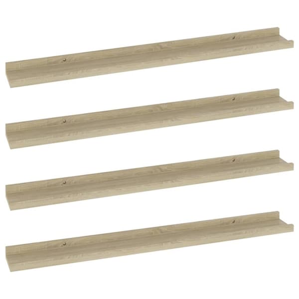 vidaXL væghylder 4 stk. 80x9x3 cm sonoma-eg -  Væghylder & smalle hylder