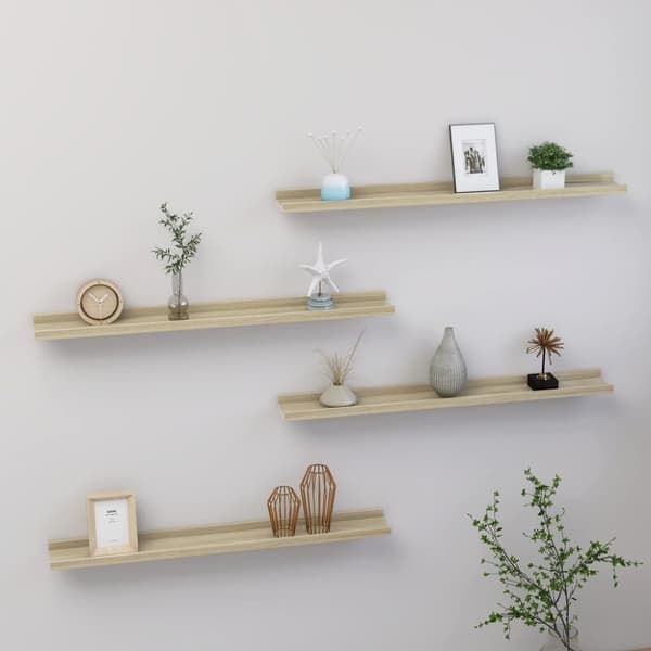 vidaXL væghylder 4 stk. 80x9x3 cm sonoma-eg -  Væghylder & smalle hylder