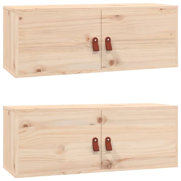 vidaXL vægskabe 2 stk. 80x30x30 cm massivt fyrretræ - Væghylder & smalle hylder