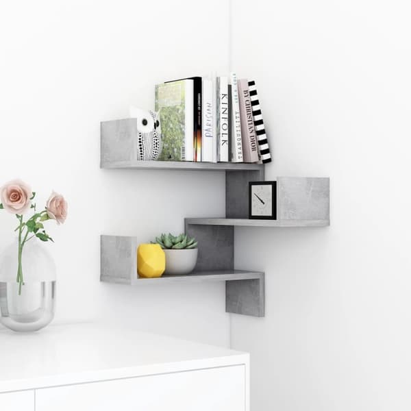 vidaXL Seinäkulmahylly betoninharmaa 40x40x50 cm tekninen puu - Seinähyllyt