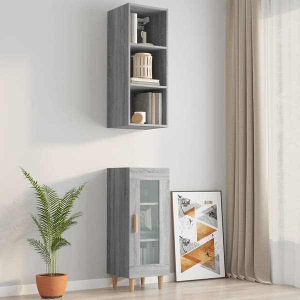 vidaXL vægskab 34,5x32,5x90 cm konstrueret træ grå sonoma-eg - Væghylder & smalle hylder