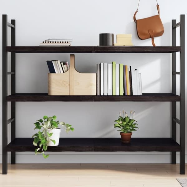 vidaXL Vägghylla mörkbrun 140x60x(2-4) cm behandlad massiv ek - Vägghyllor & fönsterbrädor