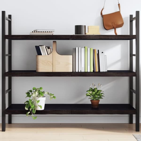 vidaXL væghylde 140x50x(2-4) cm behandlet massivt egetræ mørkebrun -  Væghylder & smalle hylder