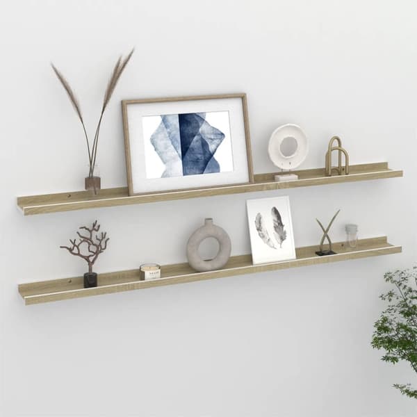 vidaXL Vägghyllor 2 st vit och sonoma-ek 115x9x3 cm -  Vägghyllor & fönsterbrädor