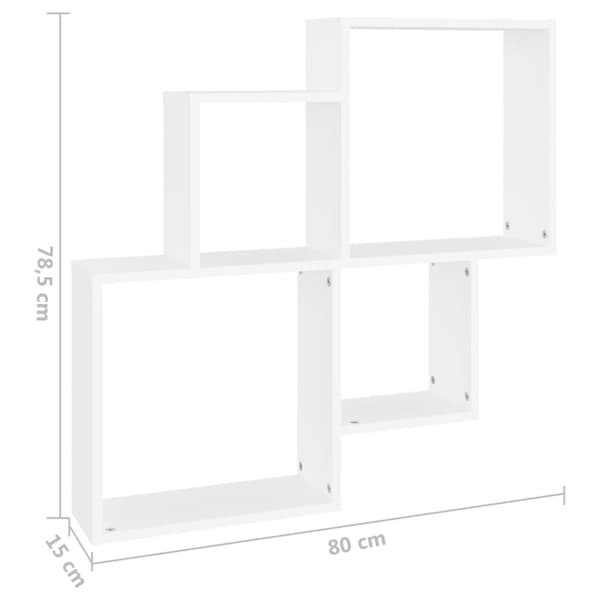 vidaXL Vägghylla kubformad vit 80x15x78,5 cm konstruerat trä -  Vägghyllor & fönsterbrädor