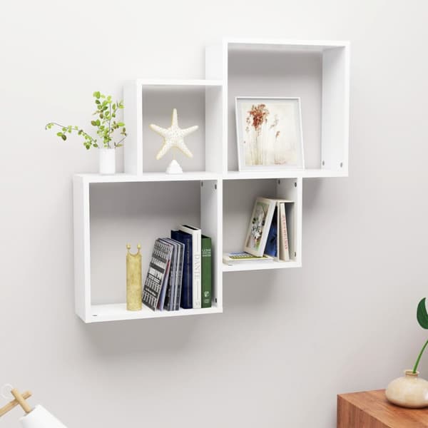vidaXL Vägghylla kubformad vit 80x15x78,5 cm konstruerat trä -  Vägghyllor & fönsterbrädor