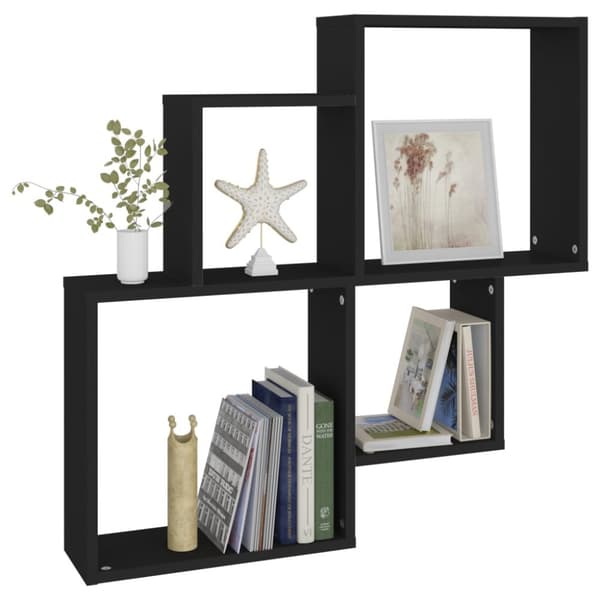 vidaXL Vägghylla kubformad svart 80x15x78,5 cm konstruerat trä - Vägghyllor & fönsterbrädor