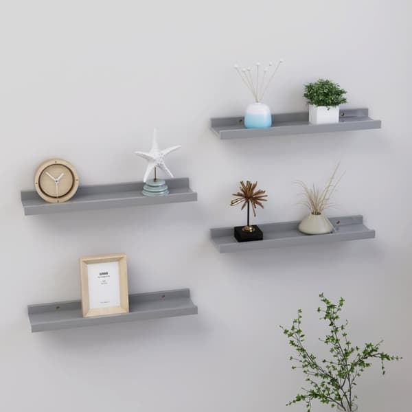 vidaXL væghylder 4 stk. 40x9x3 cm grå -  Væghylder & smalle hylder