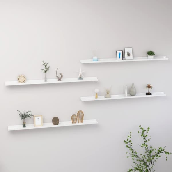 vidaXL væghylder 4 stk. 115x9x3 cm hvid højglans -  Væghylder & smalle hylder