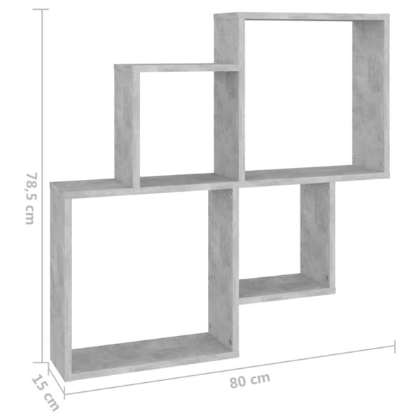 vidaXL Kuutioseinähylly betoninharmaa 80x15x78,5 cm tekninen puu - Seinähyllyt