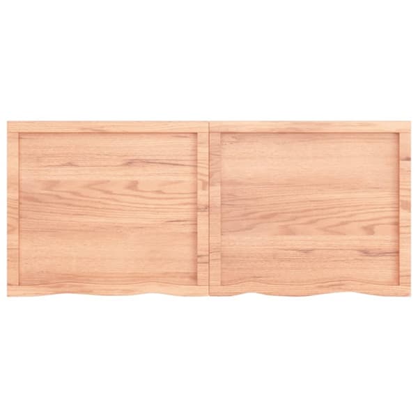vidaXL væghylde 140x60x(2-4) cm behandlet massivt egetræ lysebrun - Væghylder & smalle hylder