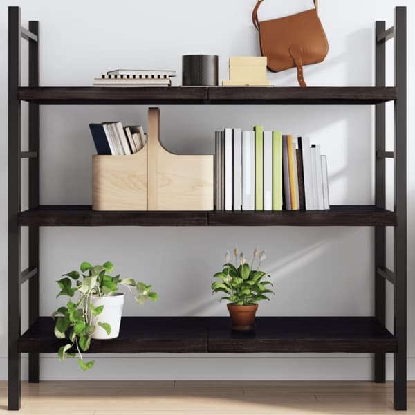 vidaXL væghylde 120x50x(2-4) cm behandlet massivt egetræ mørkebrun -  Væghylder & smalle hylder