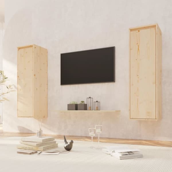 vidaXL Väggskåp 2 st 30x30x100 cm massiv furu -  Vägghyllor & fönsterbrädor