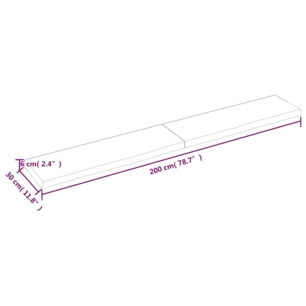 vidaXL Hyllplan 200x30x(2-6) cm obehandlad massiv ek - Vägghyllor & fönsterbrädor