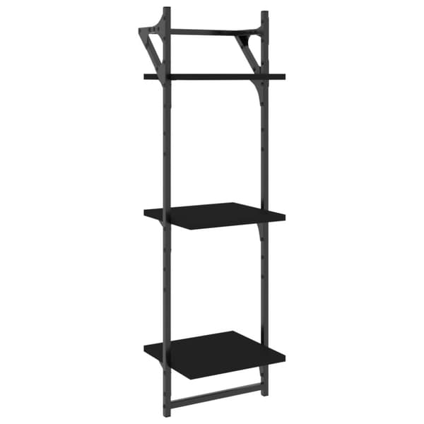 vidaXL Vägghyllor 3-plan med stänger 2 st svart 30x25x100 cm - Vägghyllor & fönsterbrädor