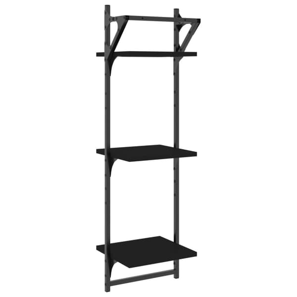 vidaXL Vägghyllor 3-plan med stänger 2 st svart 30x25x100 cm - Vägghyllor & fönsterbrädor