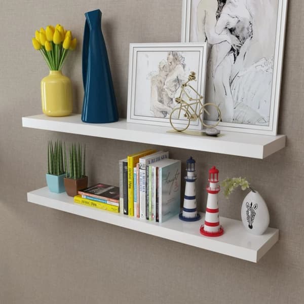 2 Flytande vägghyllor i MDF 100x20x3,8 cm vit -  Vägghyllor & fönsterbrädor