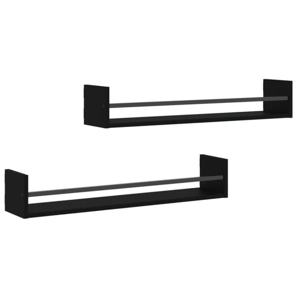 vidaXL Seinähyllyt tangoilla 2 kpl musta 80x16x14 cm -  Seinähyllyt